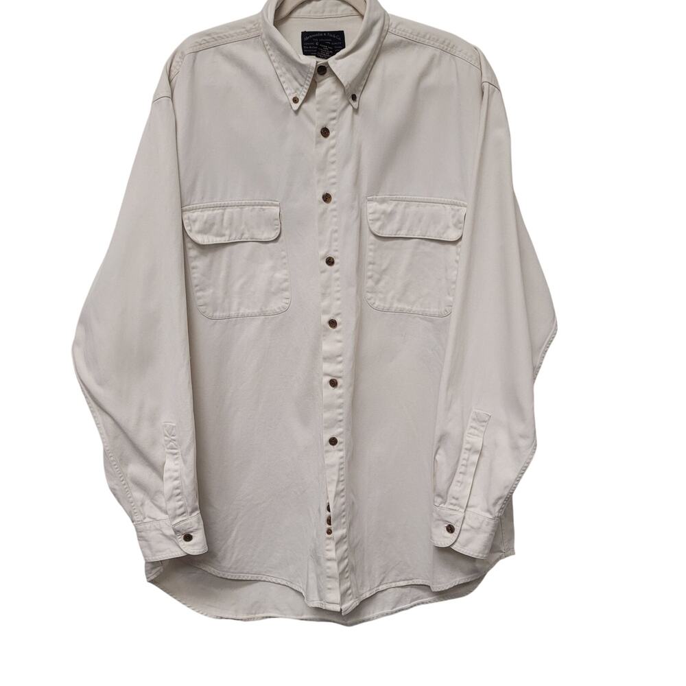 Abercrombie & Fitch White Button Shirt Size XL Utility Workwear Minimalist